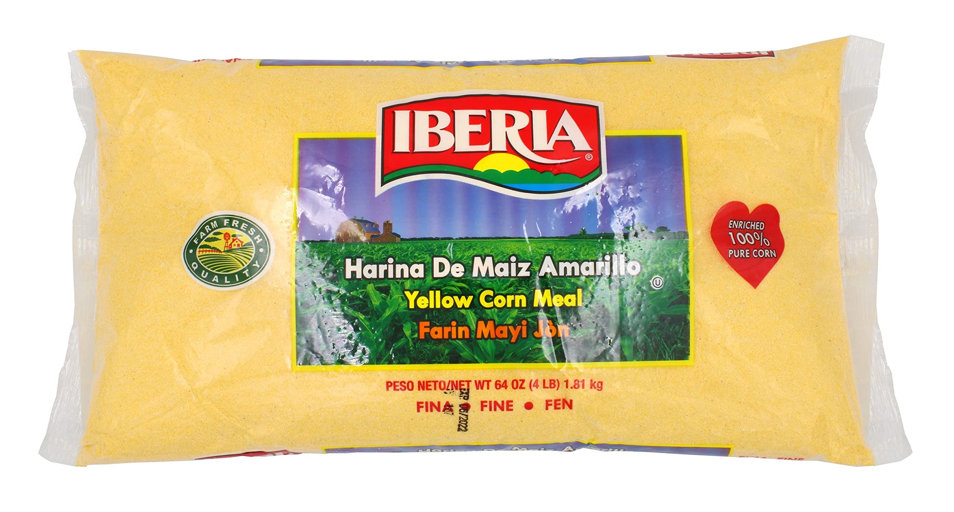 Iberia Fine Corn Meal, Pre-Cooked, 64 Ounce (4lb), Yellow
