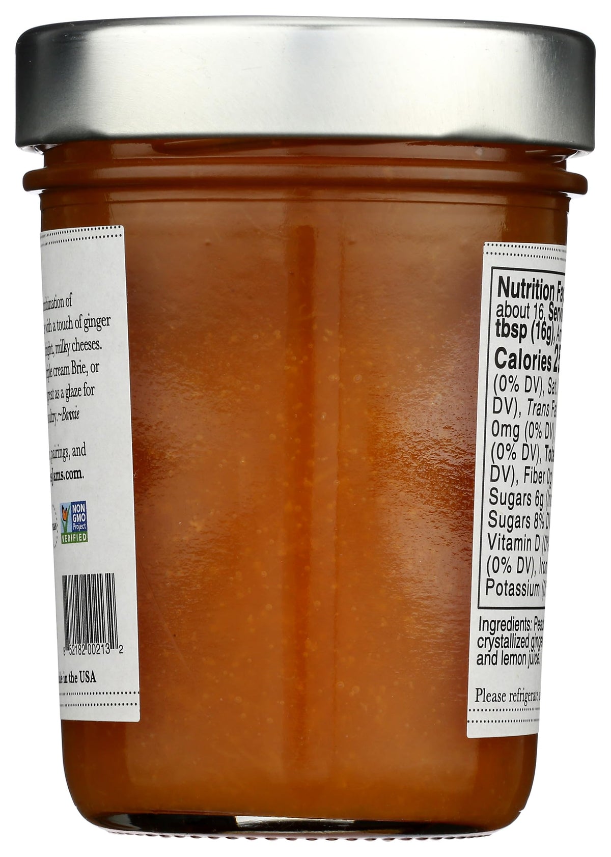 Bonnies Jams, Peach Ginger Jam, 8.75 Ounce
