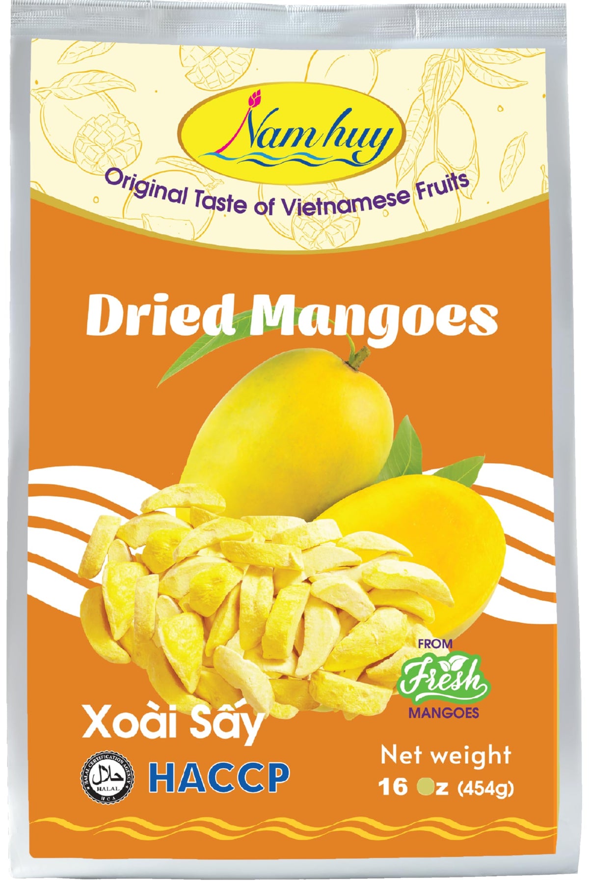 Nam Huy Dried Mango Fruit Snacks  Oriflavor Blendal Taste Of Vietnamese Fruits  No-Added Sugar Or Preservatives  Delicious Crispy Texture  Vegan Snack Packs  Haccp & Halal Certificate (16 Oz)