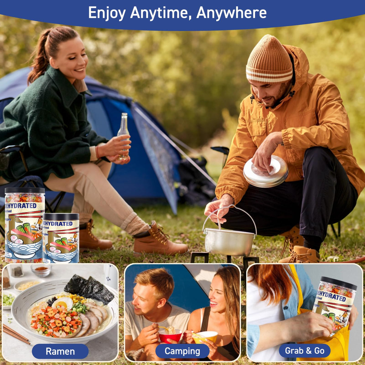 16Oz Dehydrated Freeze Dried Seafood & Vegetable Mix - 11 Mixed Dry Veggies Ingredients Natural Ramen Toppings For Soups, Salad,
