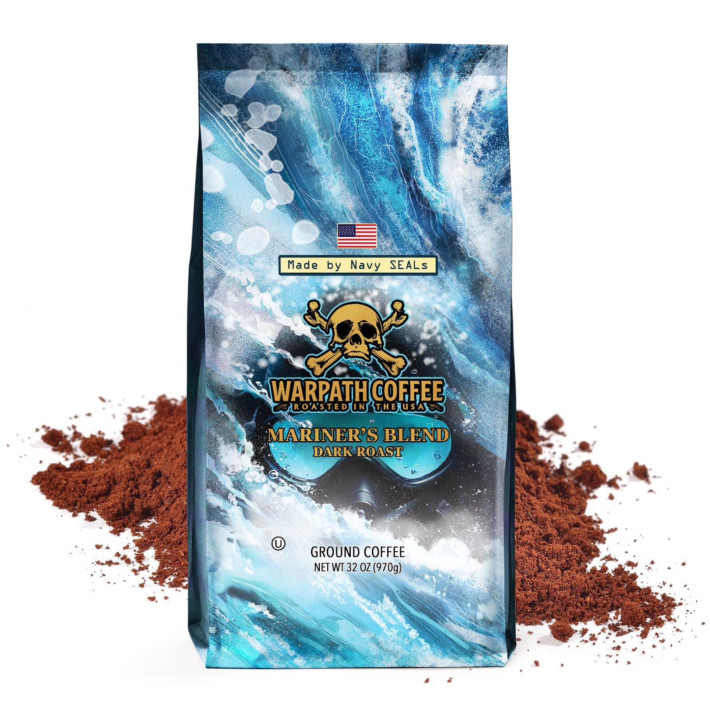 Warpath Coffee Dark Roast Ground Coffee  Mariners Blend  High Caffeine  Extra Strong Roasted 100% Arabica Coffee Ground Beans  Rich Aroma  Full-Bodied Intense Cup  Created by Navy SEALs  2lb