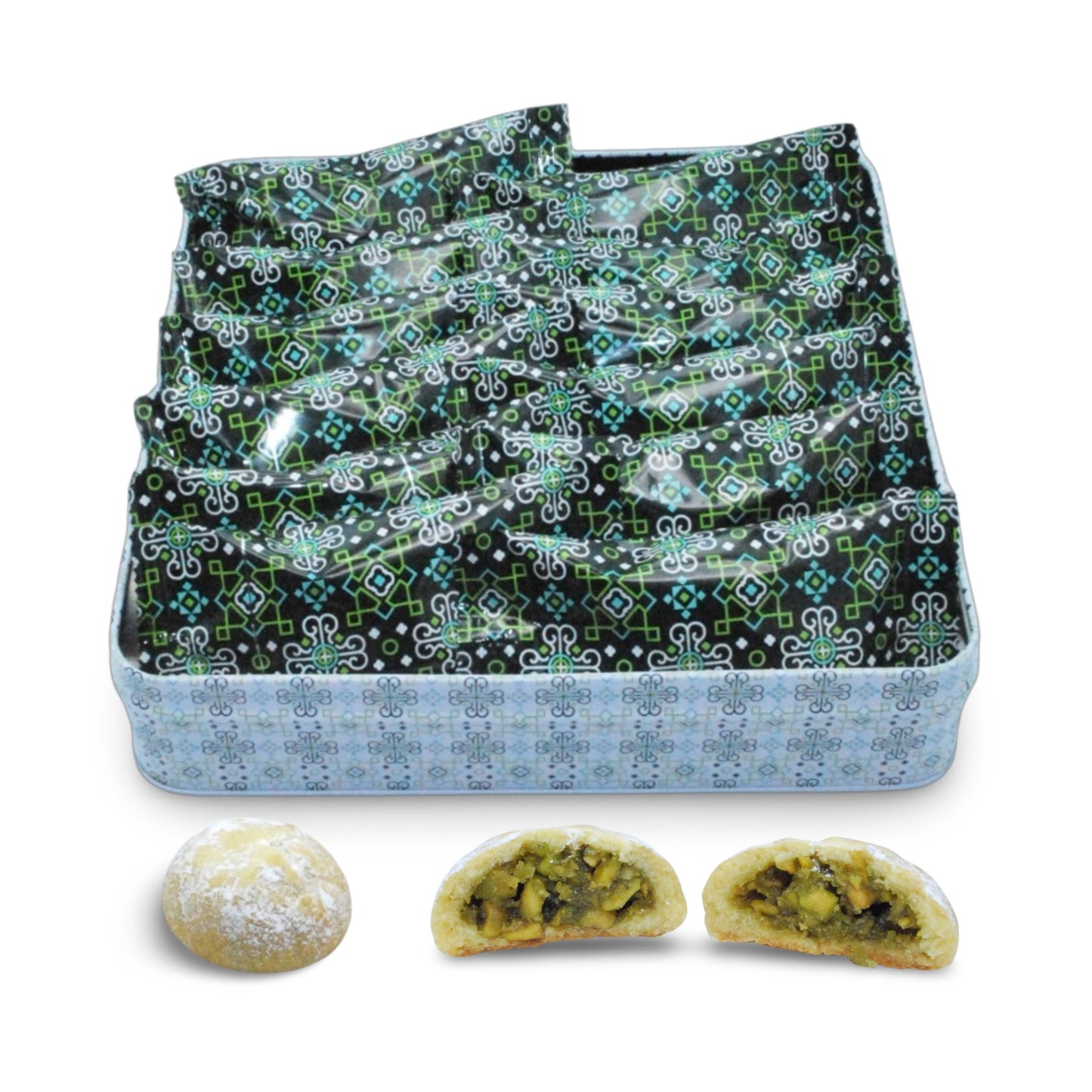 Al Bohsali Maamoul Pistachio Filled Shortbread Cookies 12 Individual Pouches