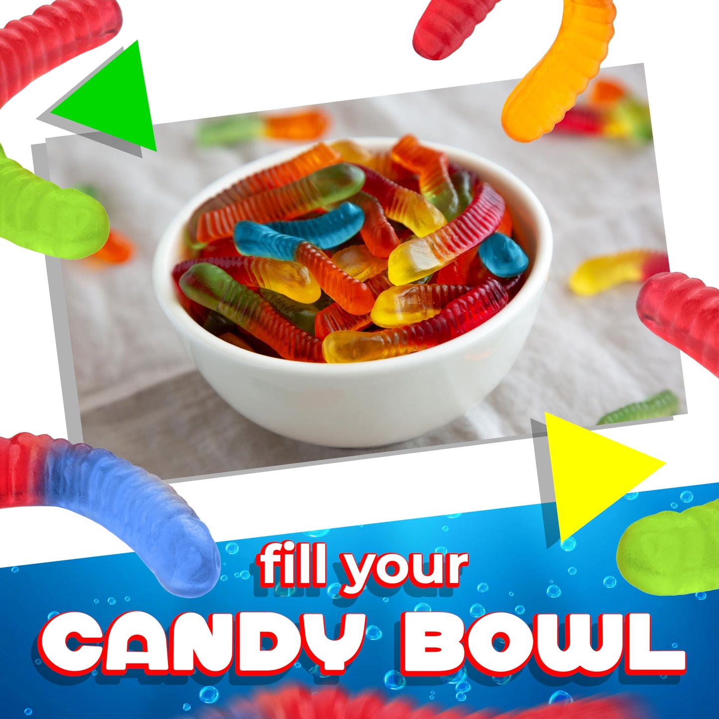 LAETAFOOD Gummy Worms Candy | Assorted Fruit Flavored | 1 Pound Bag | Chewy Texture
