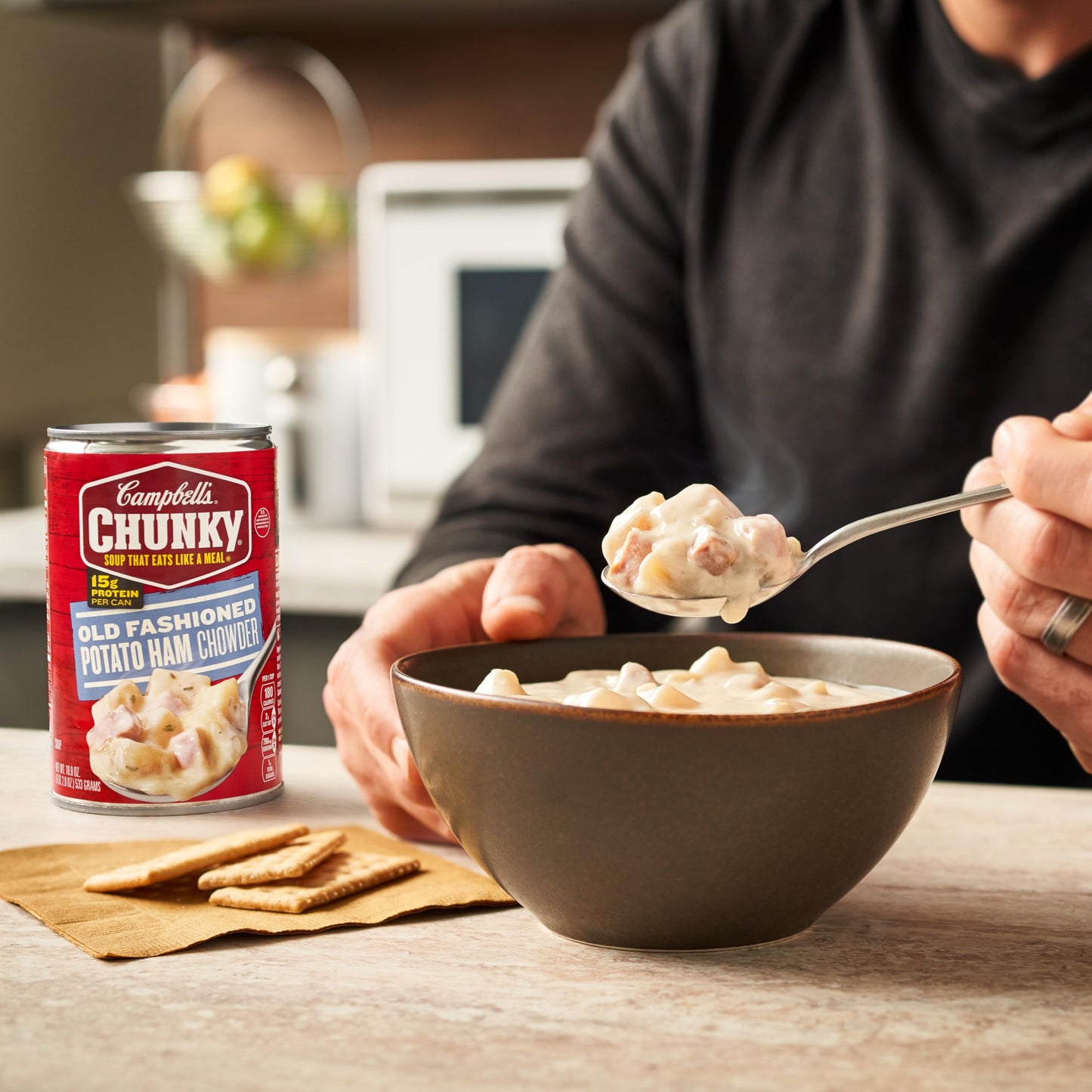 Campbells Chunky Soup, Old Fashioned Potato Ham Chowder, 18.8 Oz Can