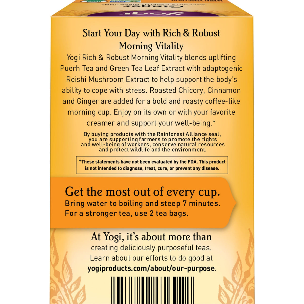 Yogi Tea Rich & Robust Morning Vitality - 64 Organic Tea Bags (4 Pack) - 16 Count