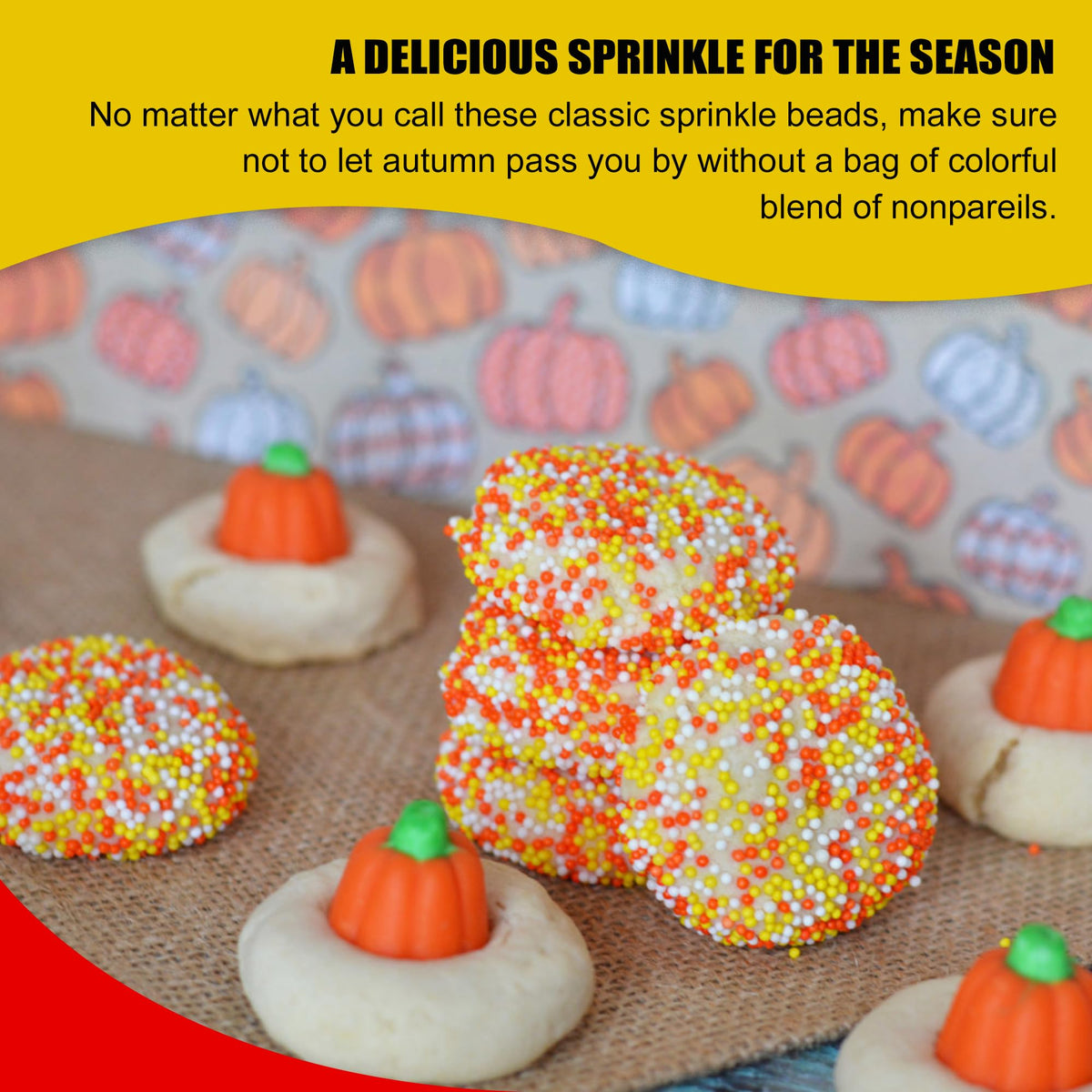 Candy Corn Inspiration Nonpareils | 12 oz Resealable Stand Up Bag | Orange, Yellow, and White Nonpareil Sprinkle Blend | Thanksg
