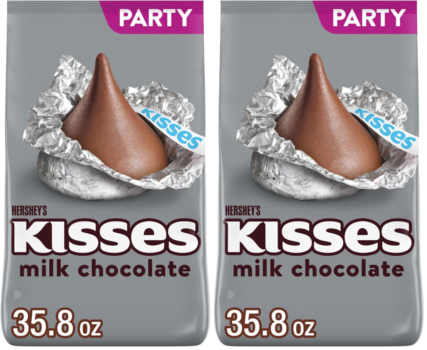 HERSHEYS KISSES Milk Chocolate Candy Party Pack, 35.8 oz (Pack of 2)