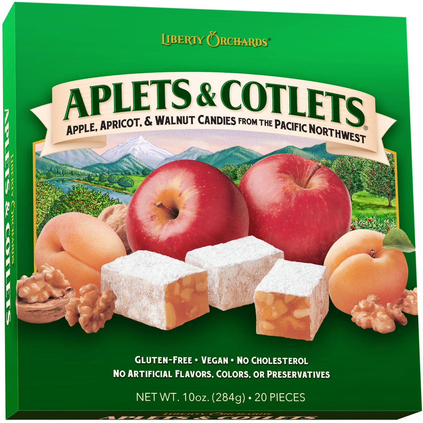 Liberty Orchards, Original Aplets & Cotlets - Gourmet Chewy Snack in Gift Box, Vegan Turkish Delight Candy 10 Oz.