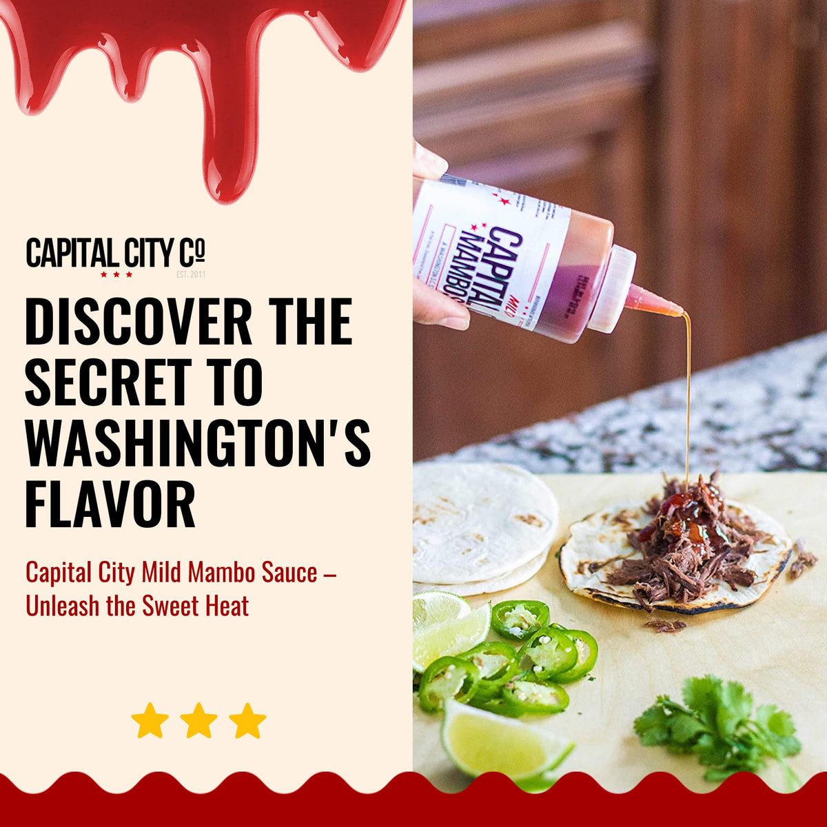 Capital City Mambo Sauce Mild | Washington Dc Wing Sauces | Perfect Condiment For Wings, Chicken, Pork, Beef, Seafood, Burgers,