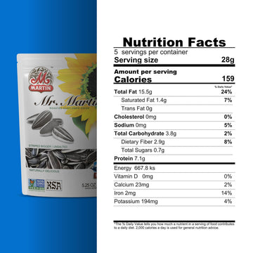 MR. MARTIN Freshly Roasted Unsalted Sunflower Seeds To Eat - Non-GMO, Kosher, Crunchy, Delicious, Vegan, Keto Friendly, Low Sodi