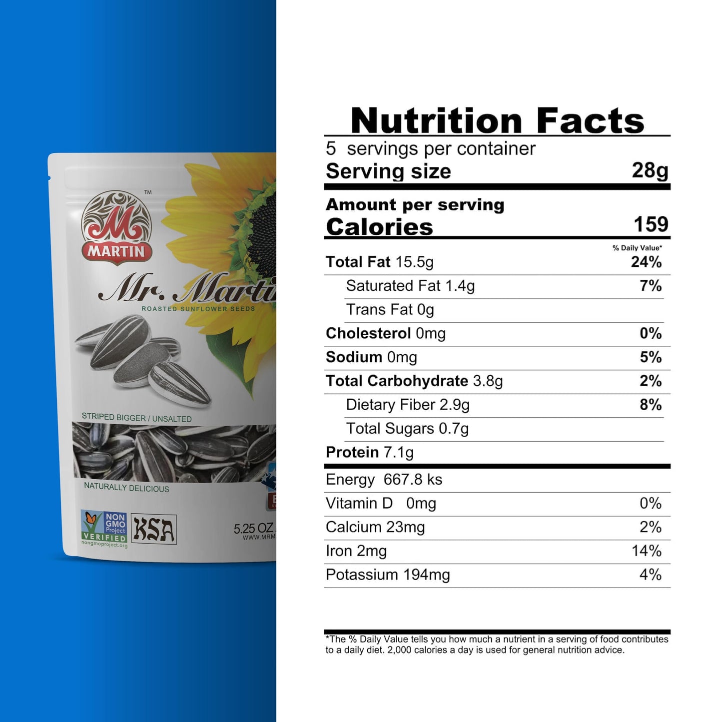 Mr. Martin Freshly Roasted Unsalted Sunflower Seeds To Eat – Non-Gmo, Kosher, Crunchy, Delicious, Vegan, Keto Friendly, Low Sodium Snack – 5.25 Oz, 6 Pack