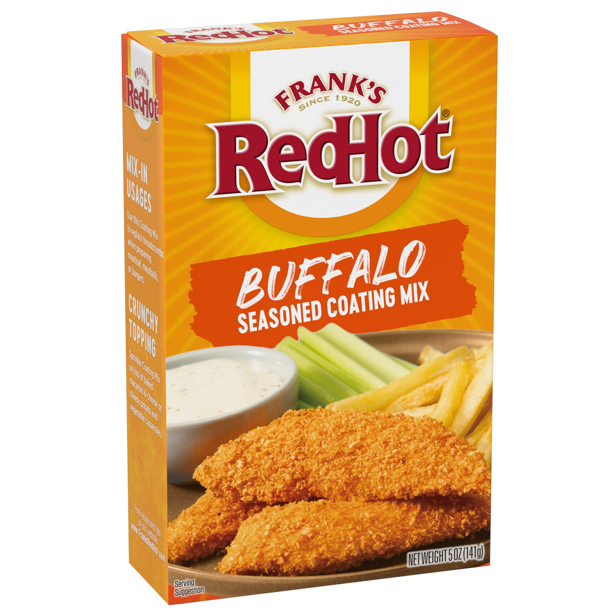 Franks RedHot Seasoned Coating Mix, Buffalo, A Crunchy Topping for Casseroles, Coating for Chicken, and Mix-In for Burgers, Mea