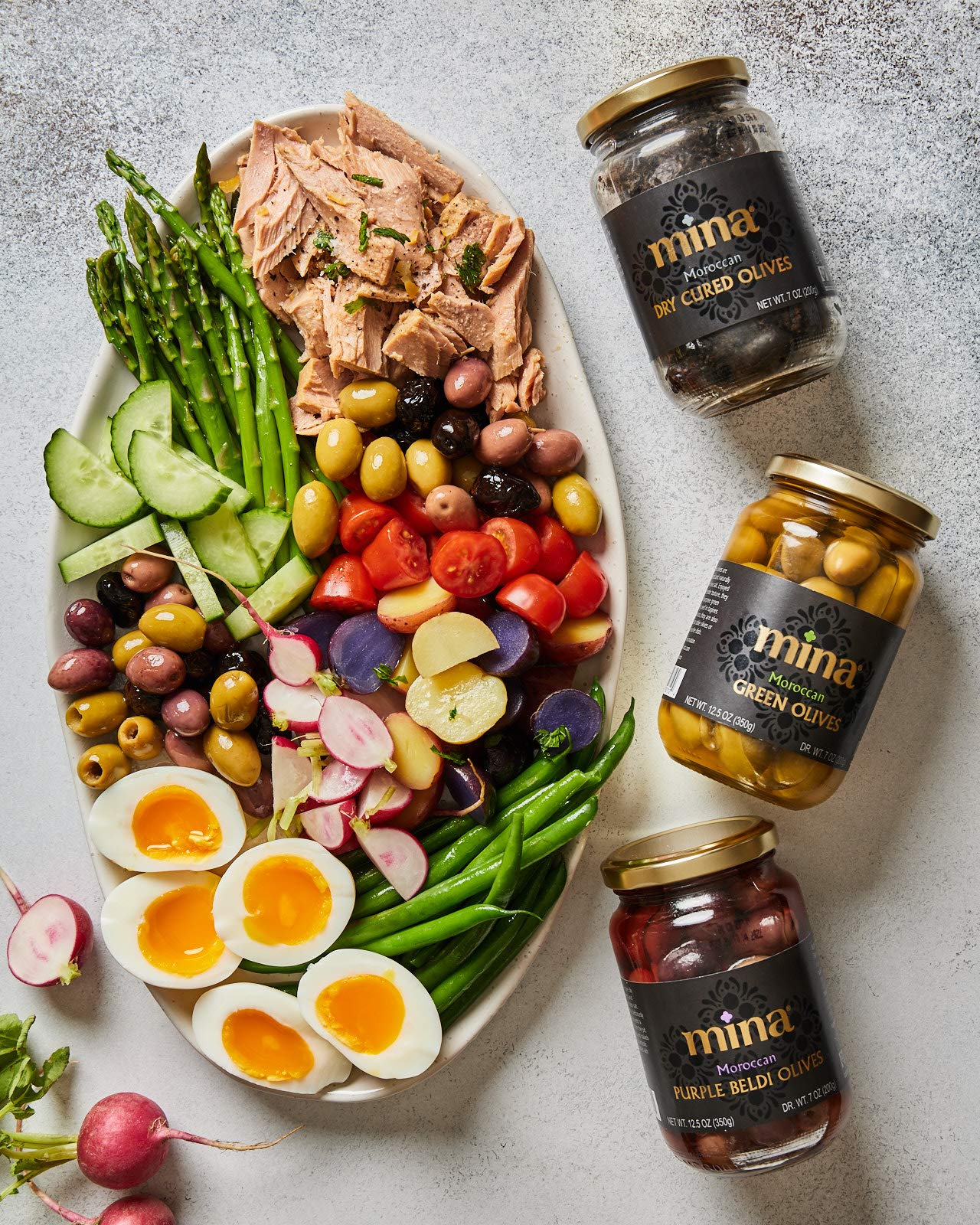 Mina Dry Cured Black Olives, Moroccan Olive Oil, 7 oz, Non-GMO, Gluten-Free, Vegan, Low Carb, Great for Keto Snacks