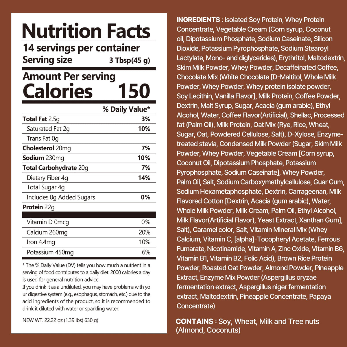 FLIMEAL Dolce Latte Protein Shake, 20g Protein, Low Sugar, Keto-Friendly, 22.22oz, 14 Servings