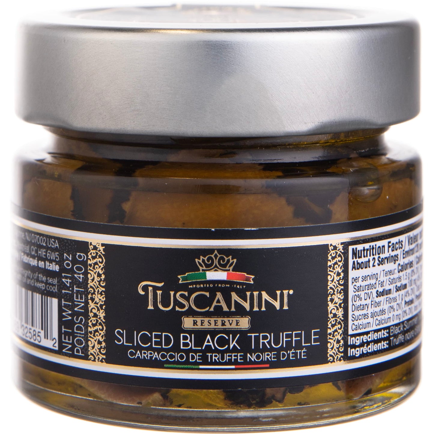 Tuscanini Reserve Italian Sliced Black Truffle in Extra Virgin Olive Oil, 1.41oz - Authentic Truffle Carpaccio, Product of Italy
