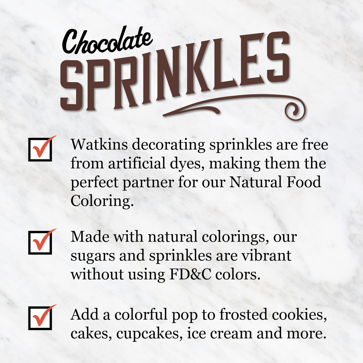 Watkins Chocolate Decorating Sprinkles, No Artificial Dyes, Kosher, 3.5 Ounce, 1-Pack