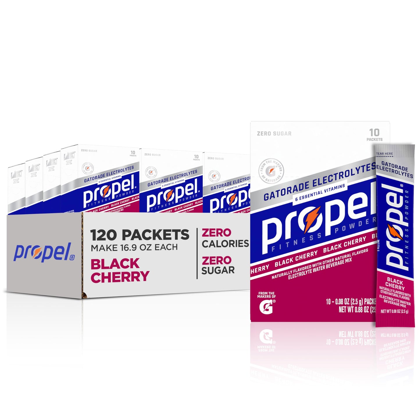 Propel Electrolyte Enhanced Water Drink Mix Powder Packets, Black Cherry, Zero Calorie & Zero Sugar Hydration with Electrolytes 