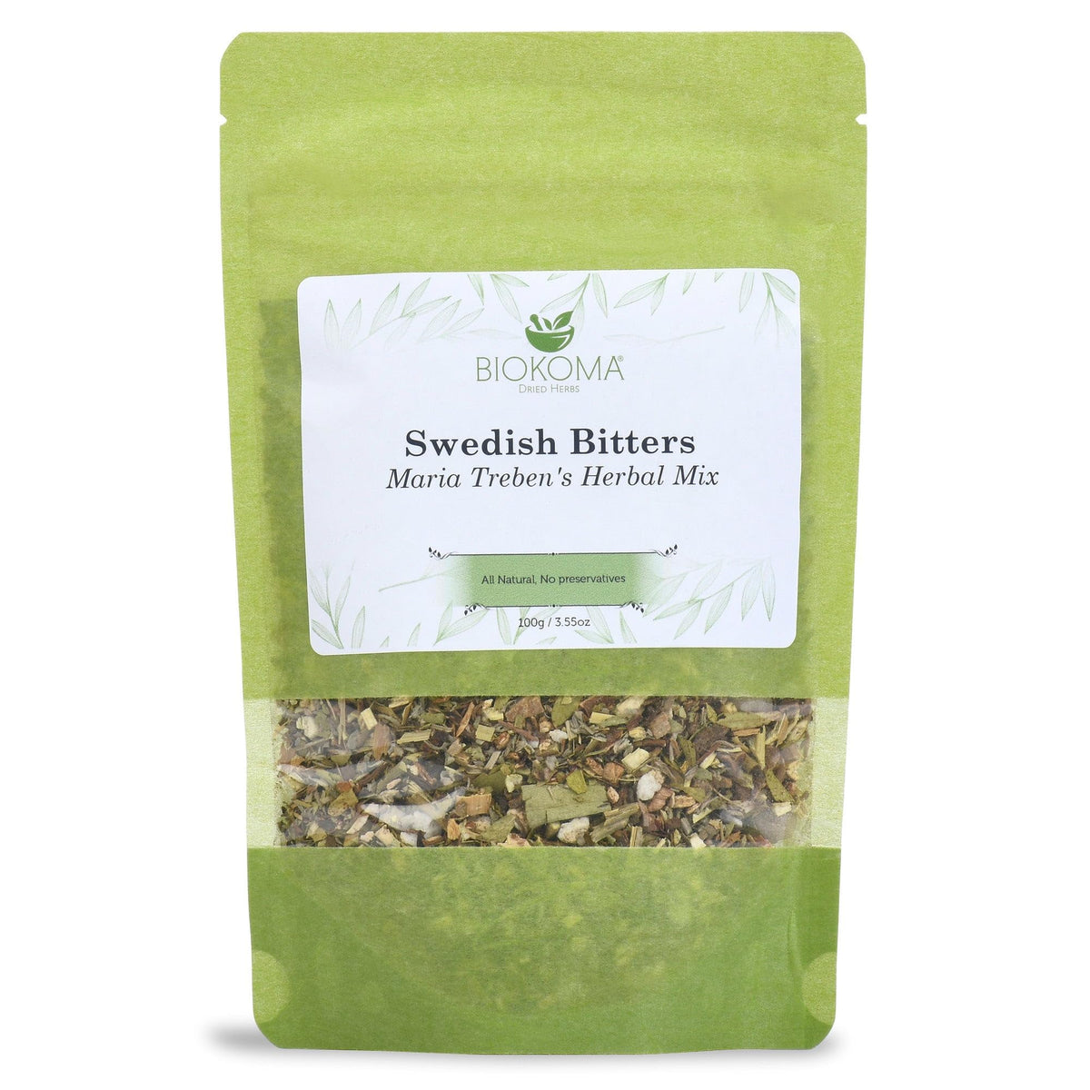 Pure And Natural Biokoma Swedish Bitters Maria Treben'S Herbal Mix 100G (3.55Oz) In Resealable Moisture Proof Pouch