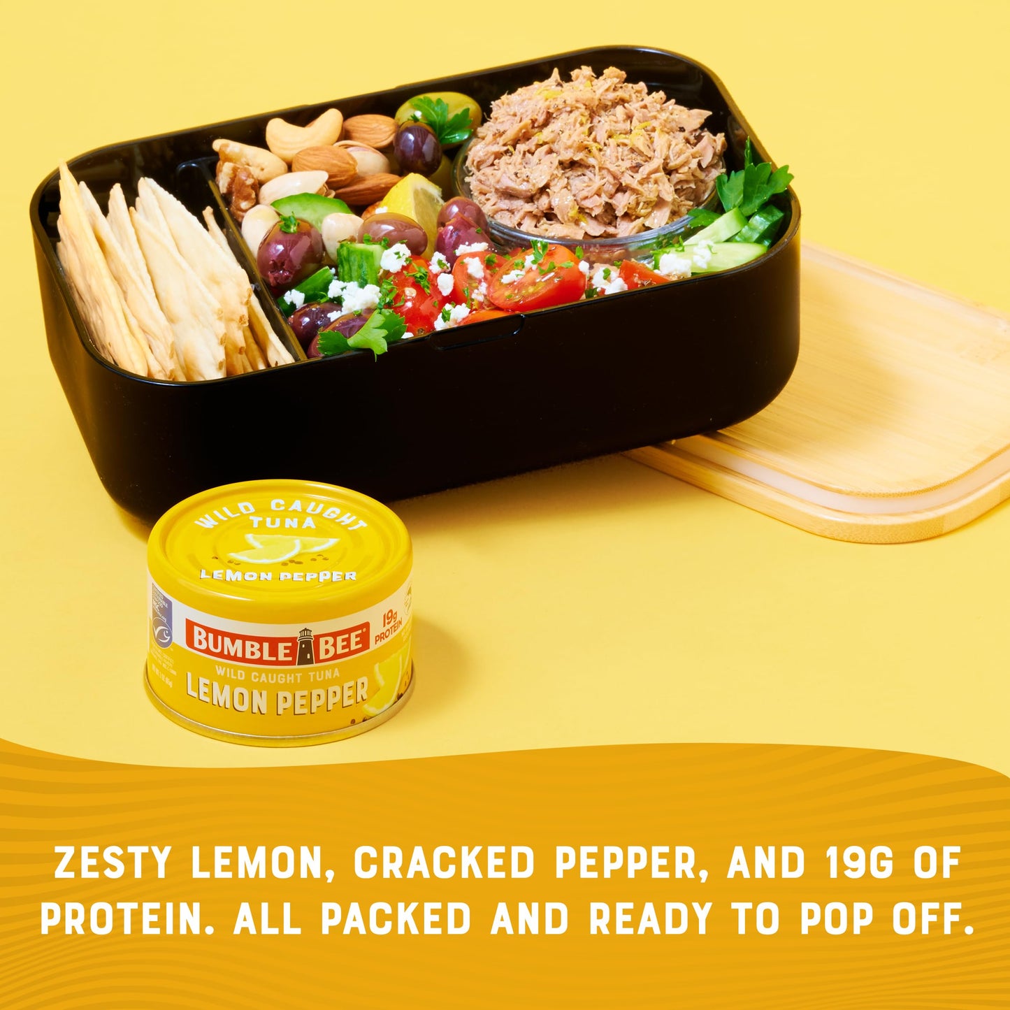 Bumble Bee Snackers - Lemon Pepper Tuna, 3 oz Easy Open Can - 19g Protein per Serving - Wild Caught Skipjack Chunk Light Tuna Pa