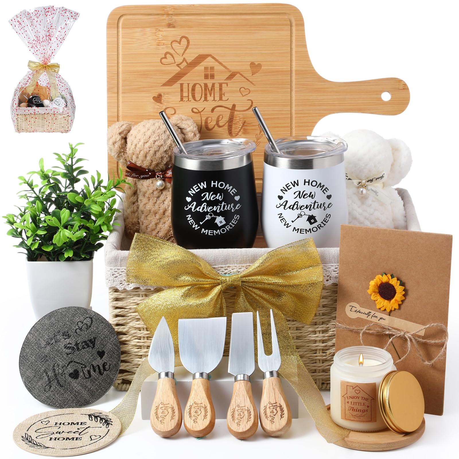 RimCereal House Warming Gifts Basket 21 Pieces Housewarming Gift for New Apartment Closing Gifts for Buyers Couples Women Men Ne