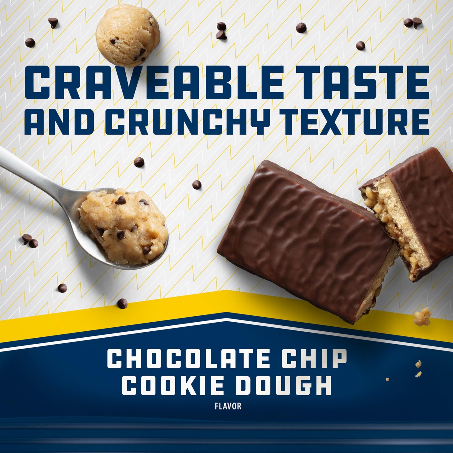 Clif Builders + Caffeine Protein Bars - Chocolate Chip Cookie Dough Flavor - 20G Plant Based Protein - Gluten Free - Non-Gmo - Low Glycemic - No Artificial Sweeteners - 2.4 Oz. (12 Pack)