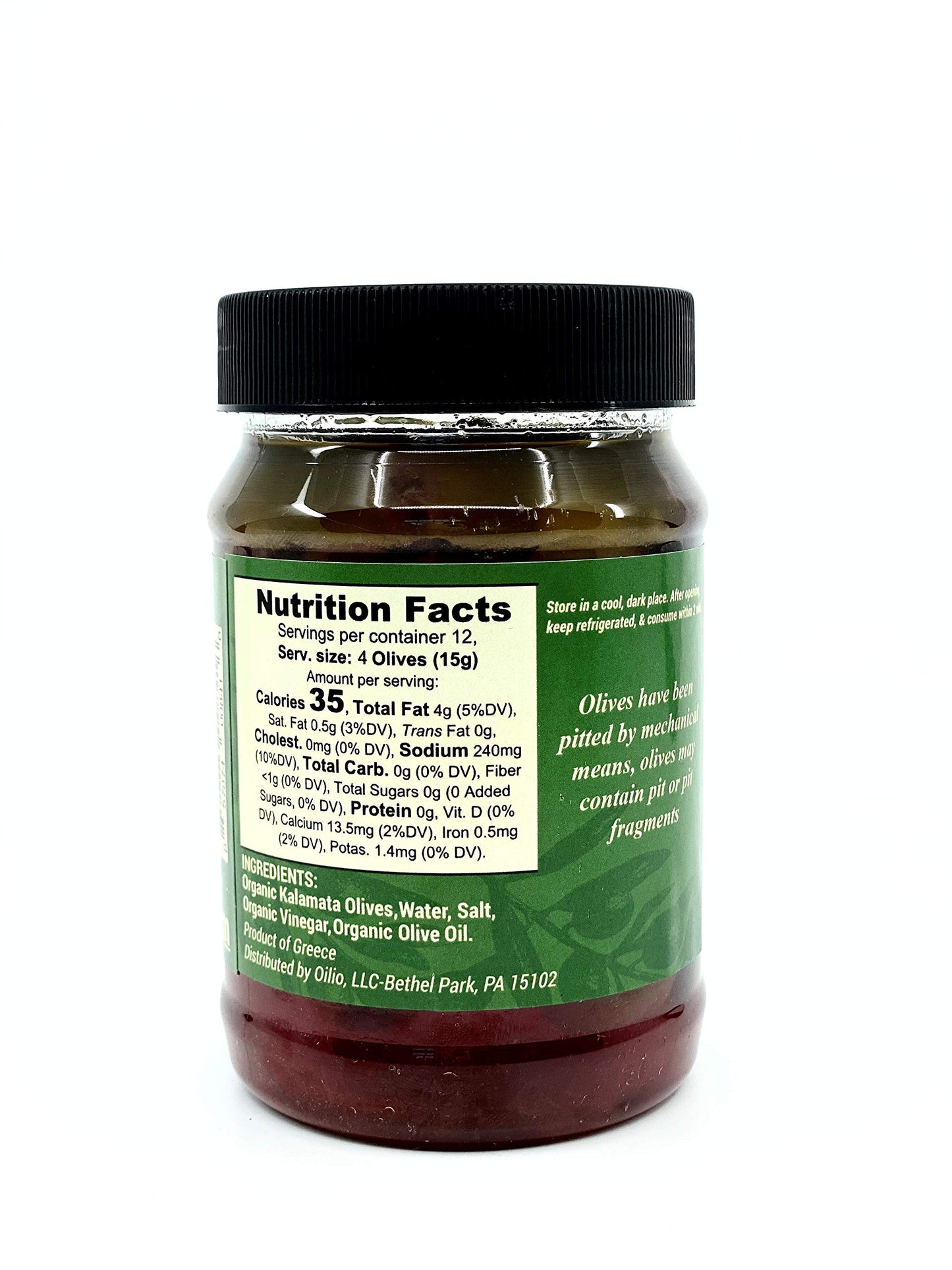 Liokareas Greek Mixed Pitted Olives - Kalamata & Green - 13.1oz - Organic, Gluten Free, Non-GMO, Paleo, Keto