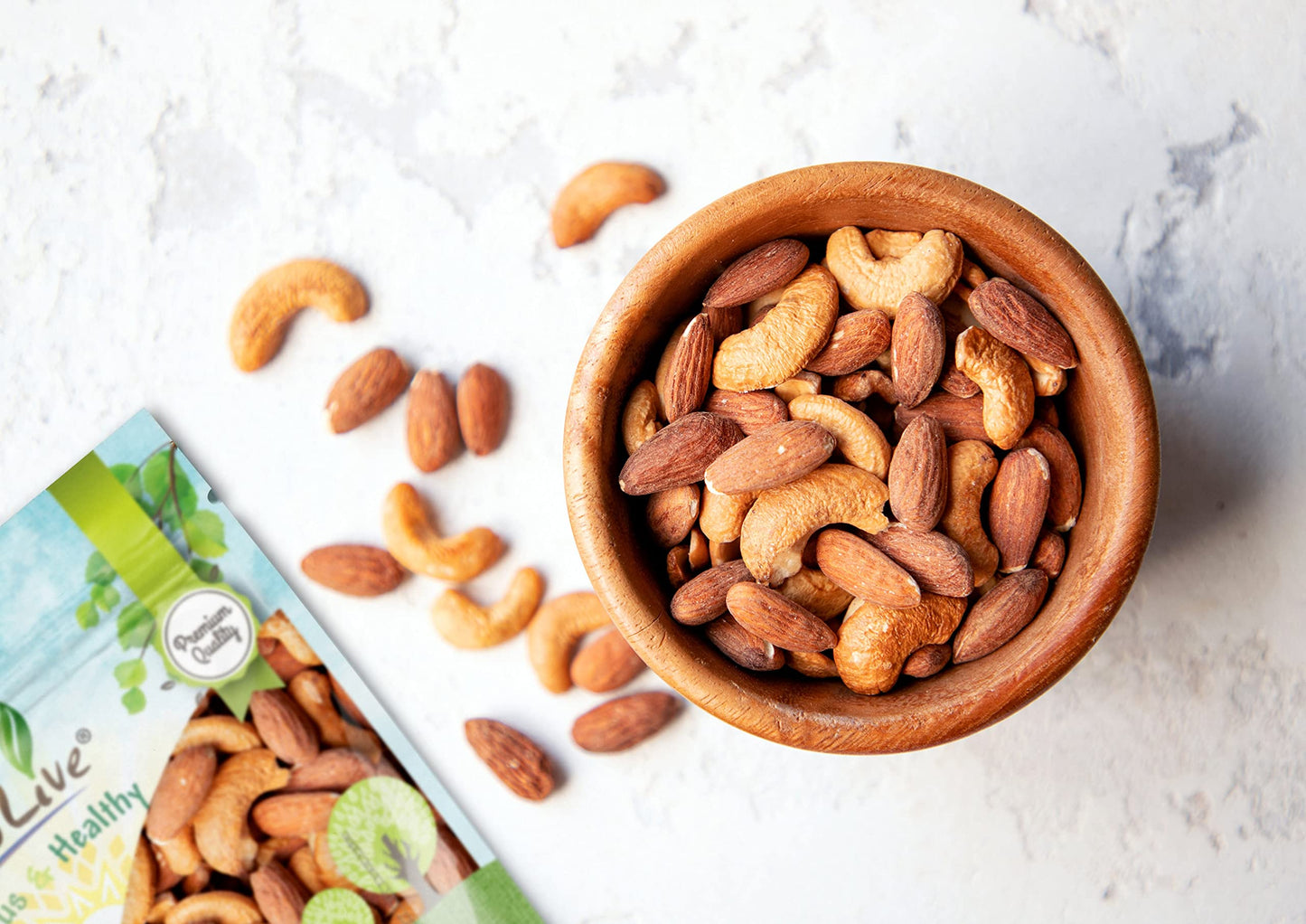 Almonds And Cashews Mix, 2 Pounds – Dry Roasted Nuts With Himalayan Salt, Protein Rich Trail Mix, Healthy Vegan Snack, No Oils And Preservatives, Good Source Of Fiber. Bulk