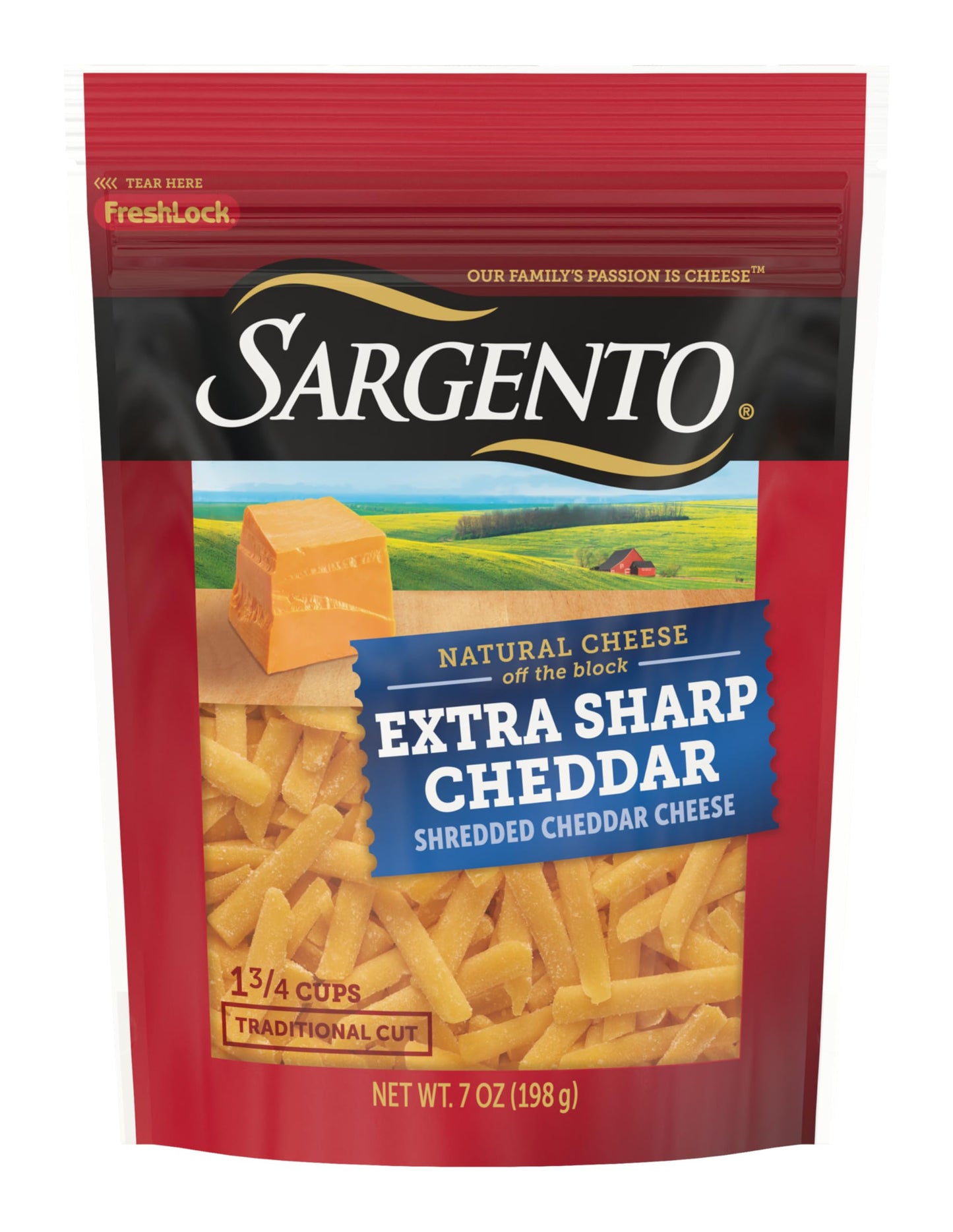 Sargento Natural Extra Sharp Cheddar Shredded Cheese, Fine Cut, 7 oz
