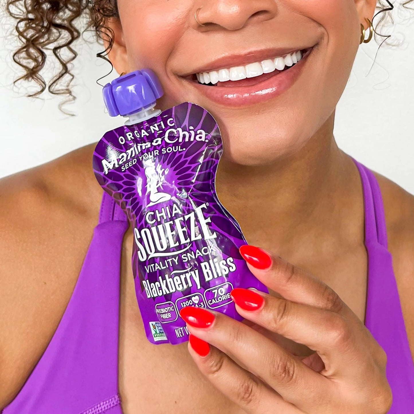 Mamma Chia Organic Squeeze Vitality Snack, Blackberry Bliss, 4 Ct