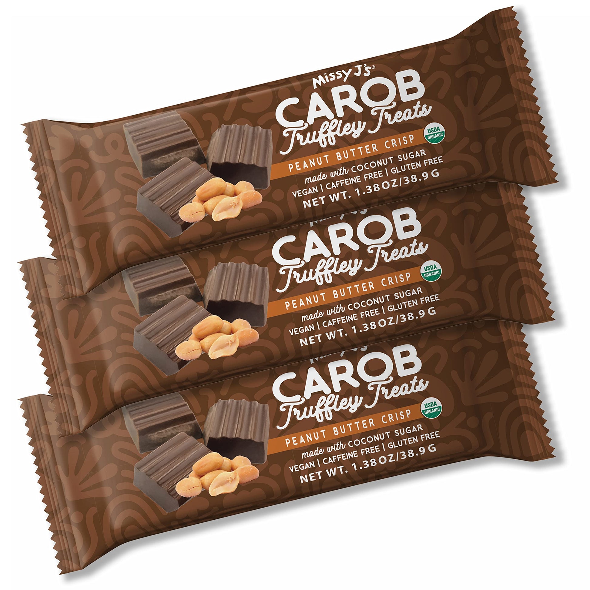 Missy Js Organic Carob Peanut Butter Treats, Vegan, Gluten-Free, 3 Pack, 1.38 Oz