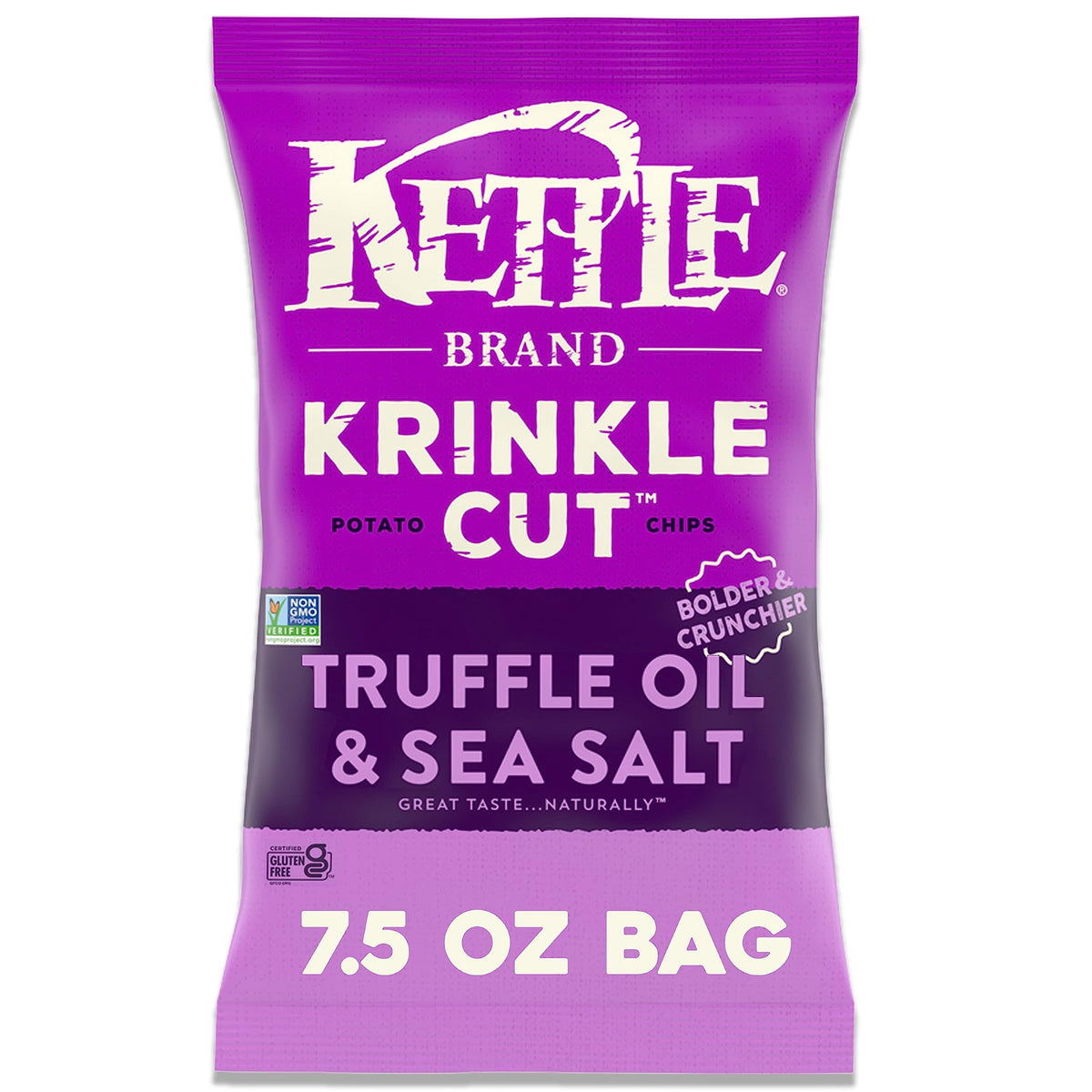Kettle Brand Potato Chips, Krinkle Cut, Truffle Oil & Sea Salt Kettle Chips, 7.5 Oz