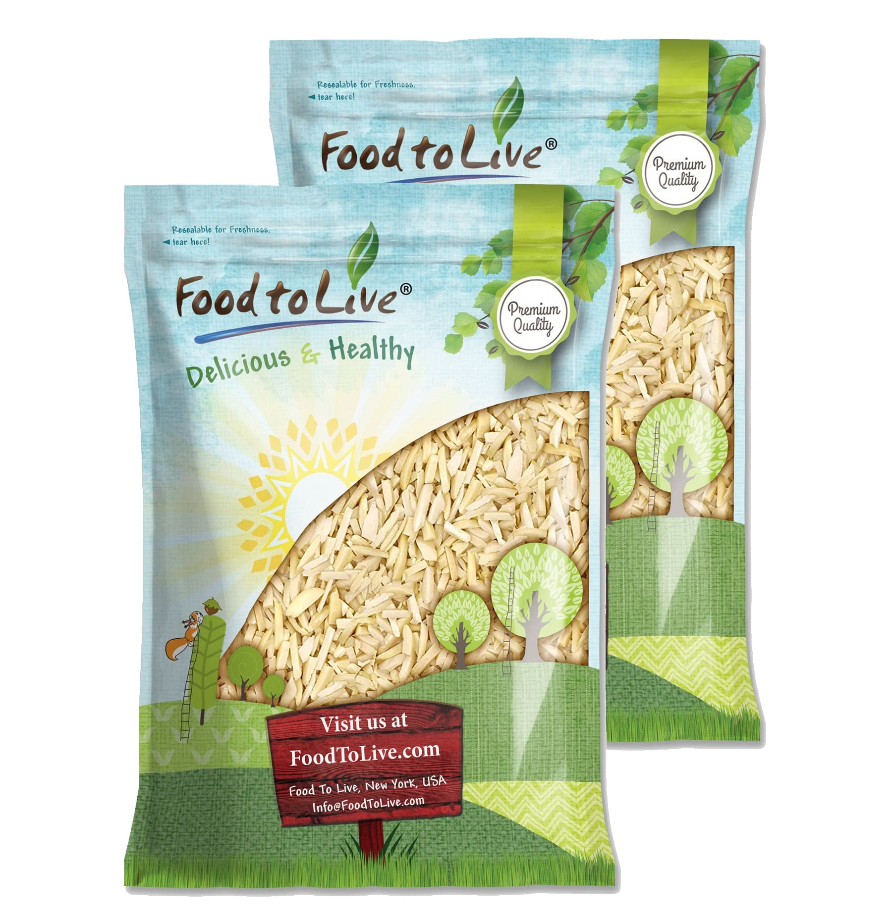 Food to Live - Blanched Slivered Almonds, 12 Pounds Chopped Raw Blanched Almonds, Unsalted, Vegan, Keto, Kosher, Bulk. High in P