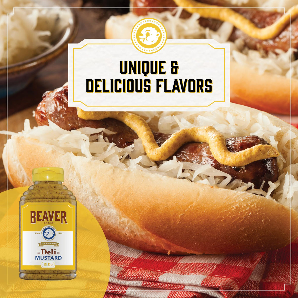 Beaver Zesty Deli Mustard, 12.5 oz squeeze bottle
