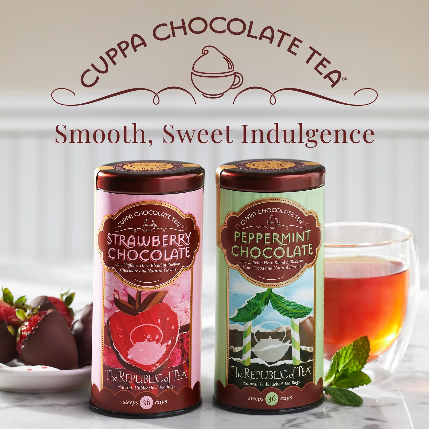 The Republic of Tea Strawberry Cuppa Chocolate Tea, 36 Tea Bags, 36 Count