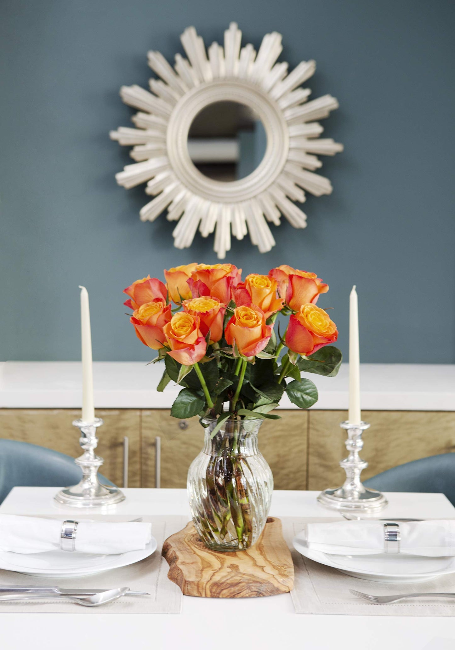 KaBloom Fresh Orange Roses Bouquet - 12 Long-Stem Flowers with Vase - Mothers Day Gift - Model KADF3635-V118-A999