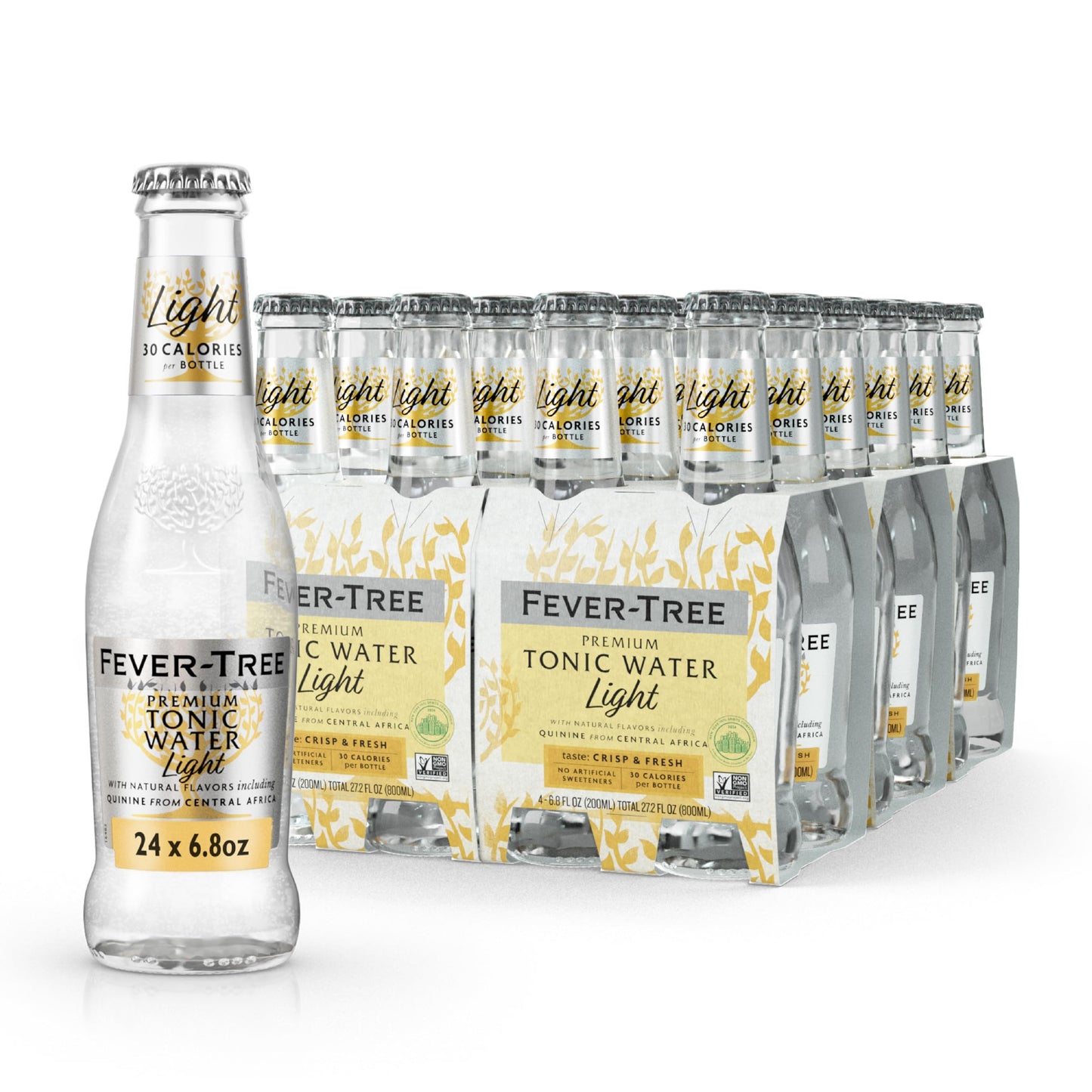 Fever-Tree Refreshingly Light Tonic Water - Premium Mixer - 6.8 Fl Oz Bottles - Pack of 24 - No Artificial Sweeteners or Colors