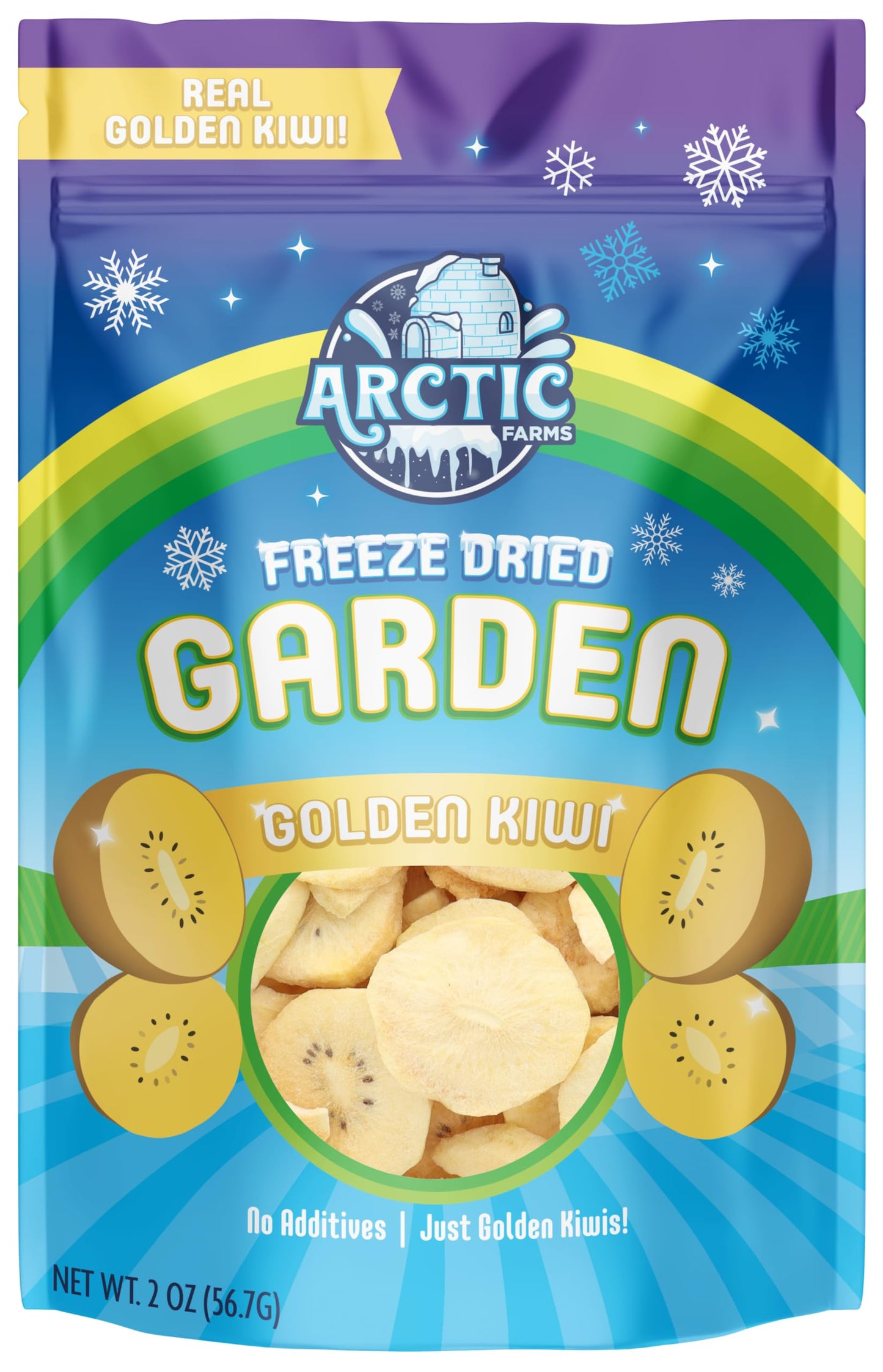 Arctic Farms Garden Pure Freeze Dried Golden Kiwi Fruits, No Sugar Added, Crunchy Snacks (Golden Kiwi)