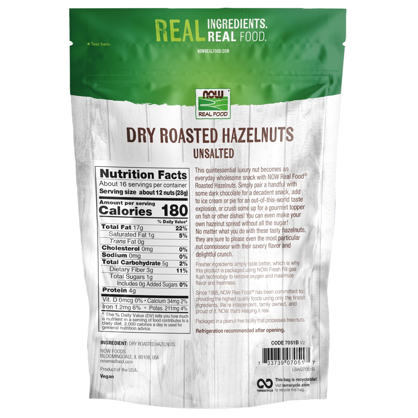 Hazelnuts, Dry Roasted & Unsalted - 16 Oz.