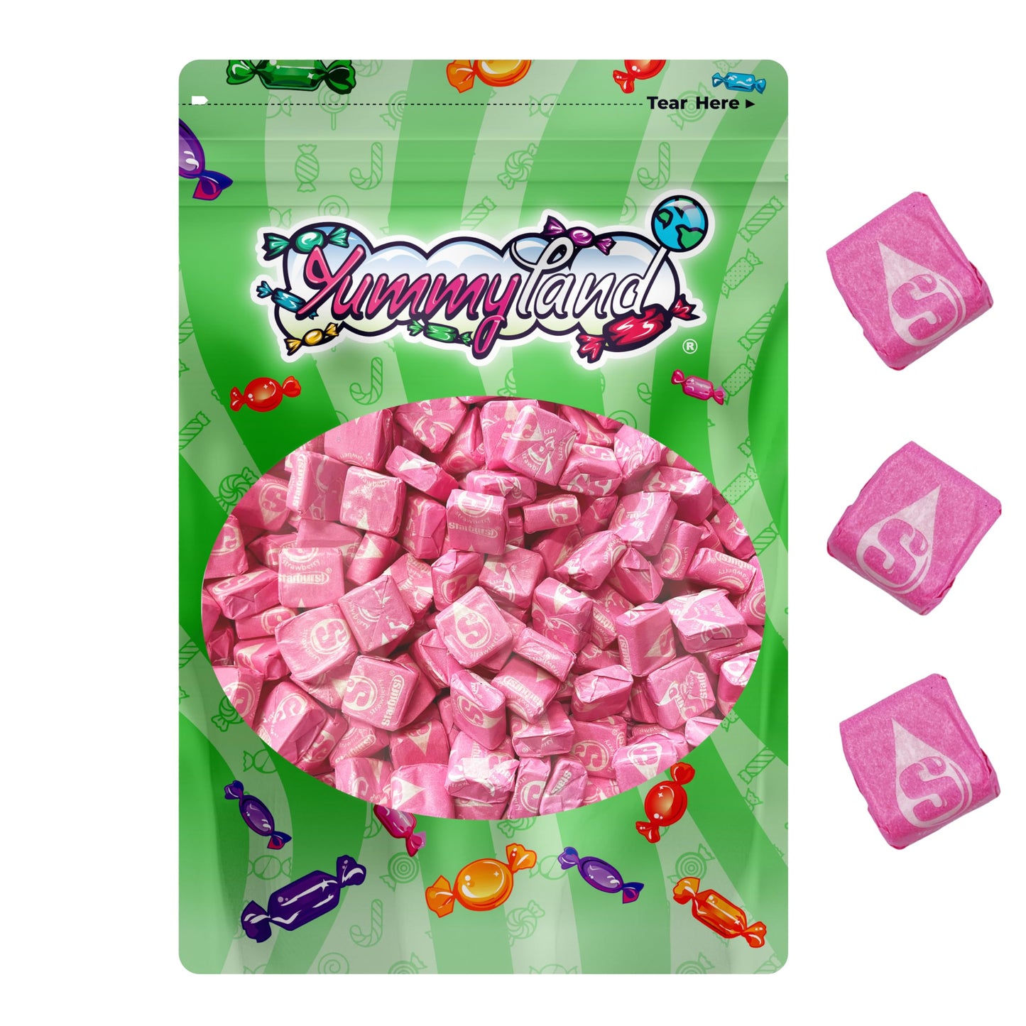 All Pink Strawberry Chewy Candy, 1 LB (Approx. 90 Pieces) Bulk Bag - Pink Individually Wrapped Candy, Perfect for Parties, Event
