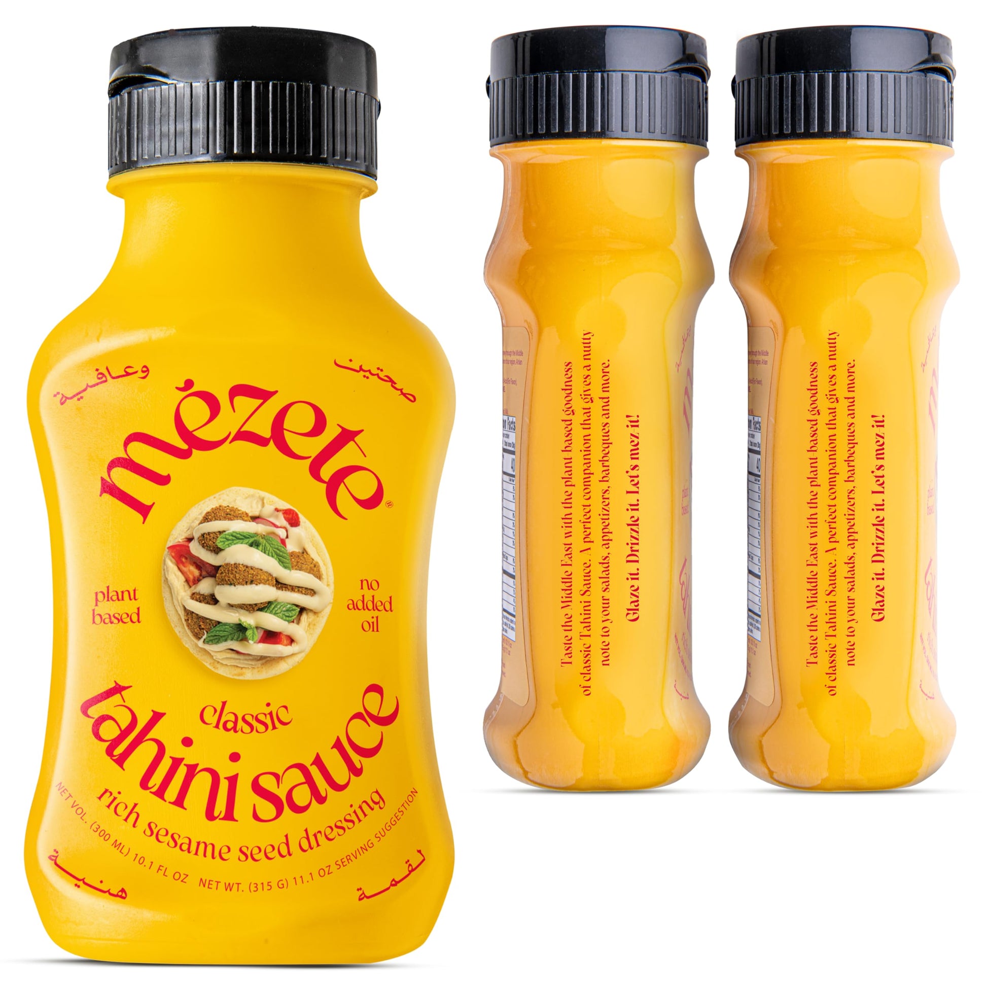 Mezete Tahini Sauce - No Added Oils, Non-GMO, Squeezable Bottle, 315g (Pack of 3)