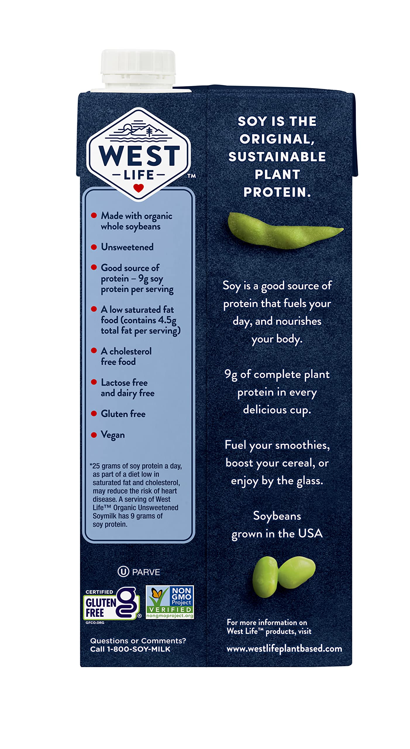 Westsoy Organic Unsweetened Soy Milk, Vegan, Low Sugar, 32oz (Pack of 12)