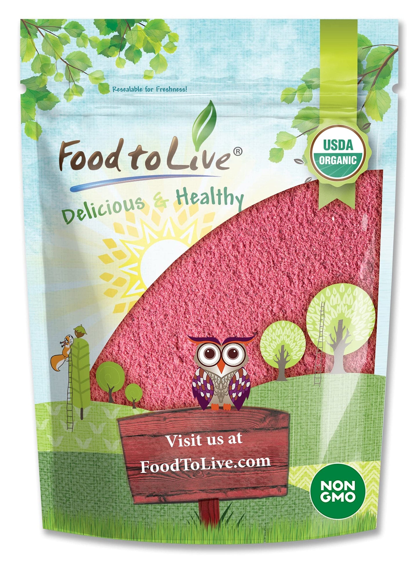 Food to Live Organic Cranberry Powder, 1 Pound - Non-GMO, Unsulfured, Raw, Dried Fruit, Vegan, Bulk, Great for Juices, Smoothies