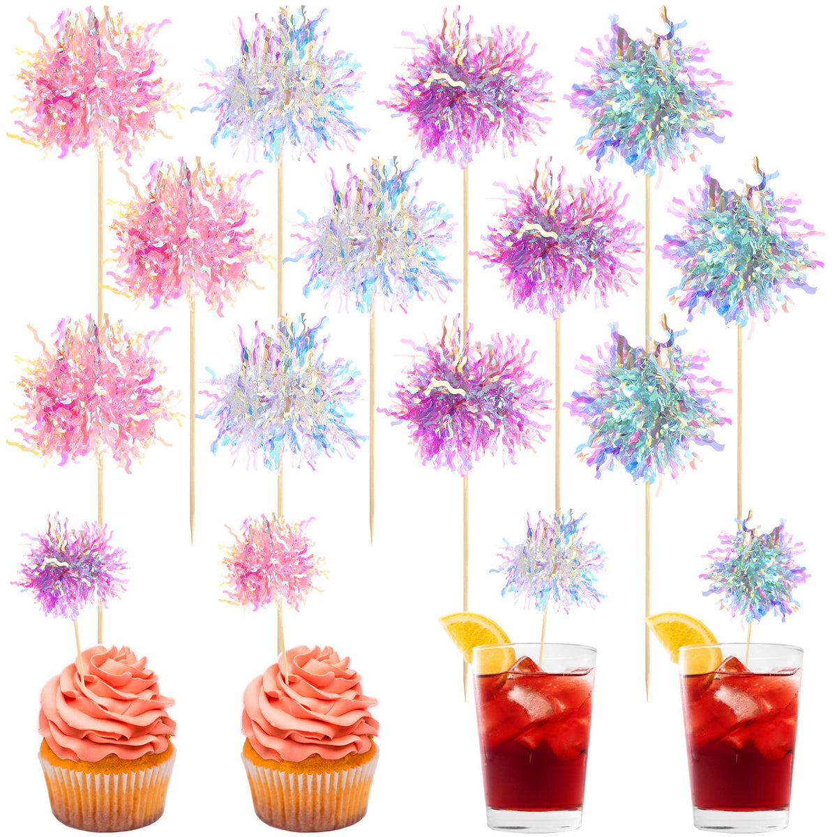 TBoxBo Firework Cupcake Toppers 120 Pcs Foil Frill Toothpicks Model 9j3s5w2yr23 Type2