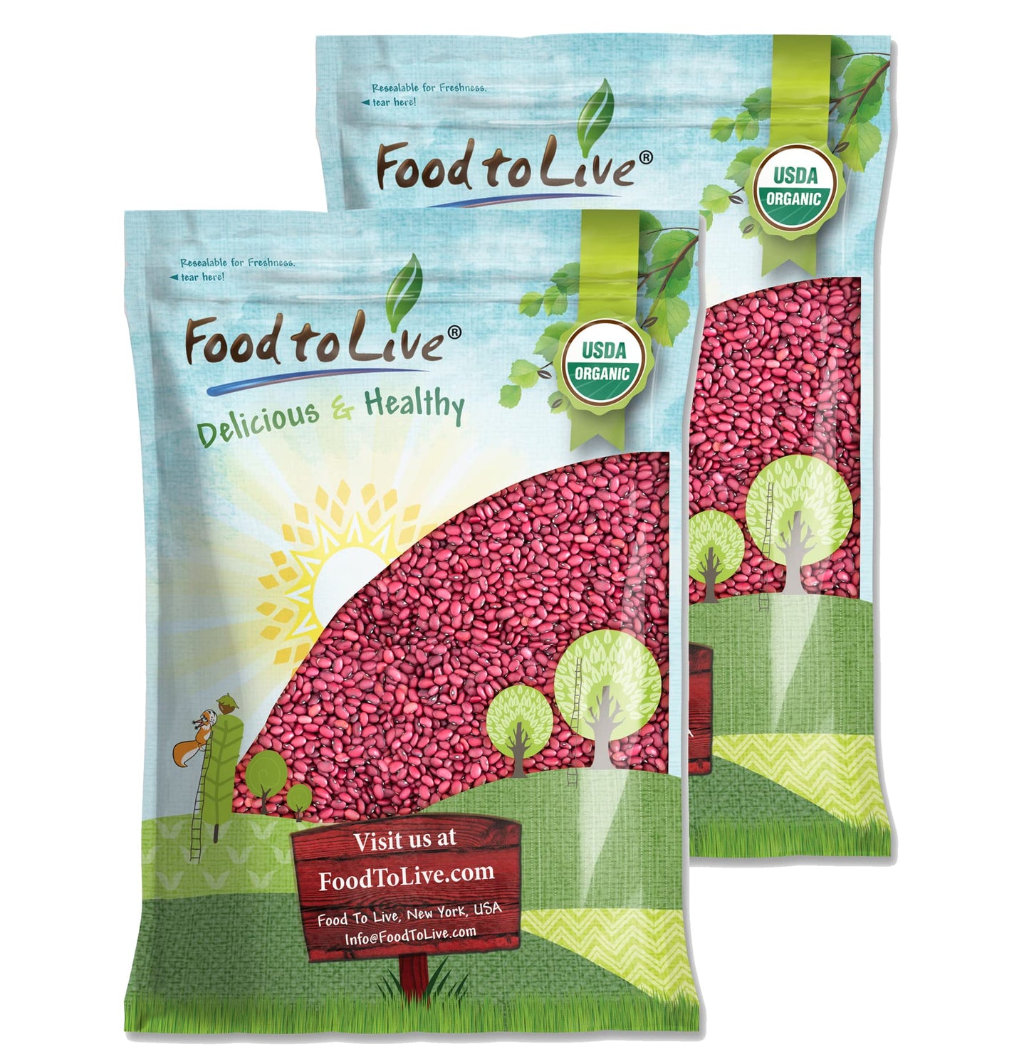 Food to Live Organic Small Red Chili Beans, 20 Pounds - Non-GMO, Kosher, Vegan, Dry, Raw, Sproutable, Non-Irradiated, Bulk, Prod