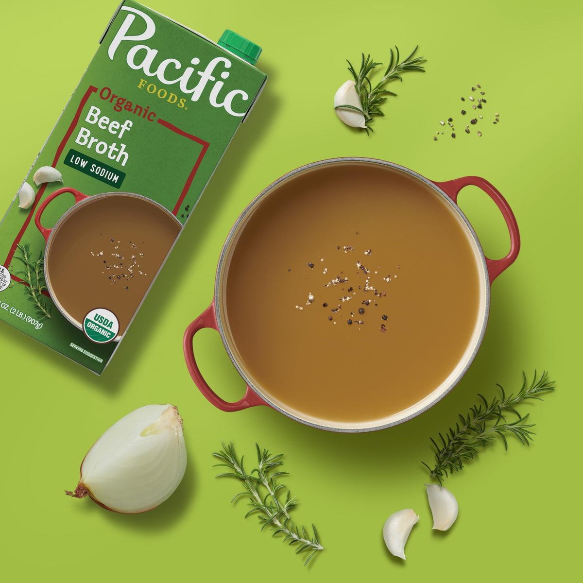 Pacific Foods Low Sodium Organic Beef Broth, 32 oz Carton (Pack of 4)