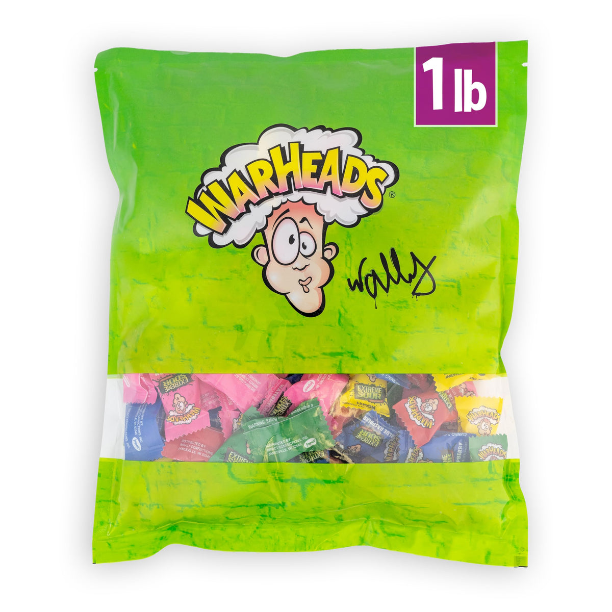 The Hampton Popcorn Company Warheads Sour Hard Candy, 1 Pound Bag, Assorted Flavors, Individually Wrapped Hard Candy