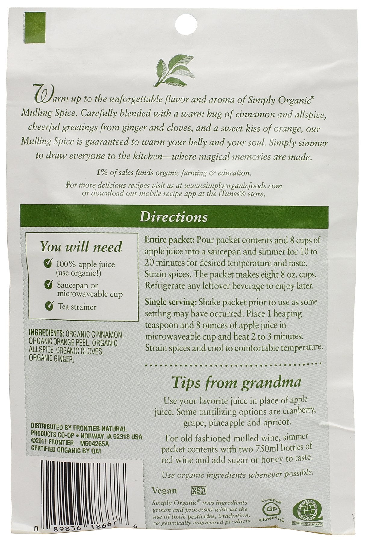 SIMPLY ORGANIC Organic Mulling Spices, 1.2 OZ