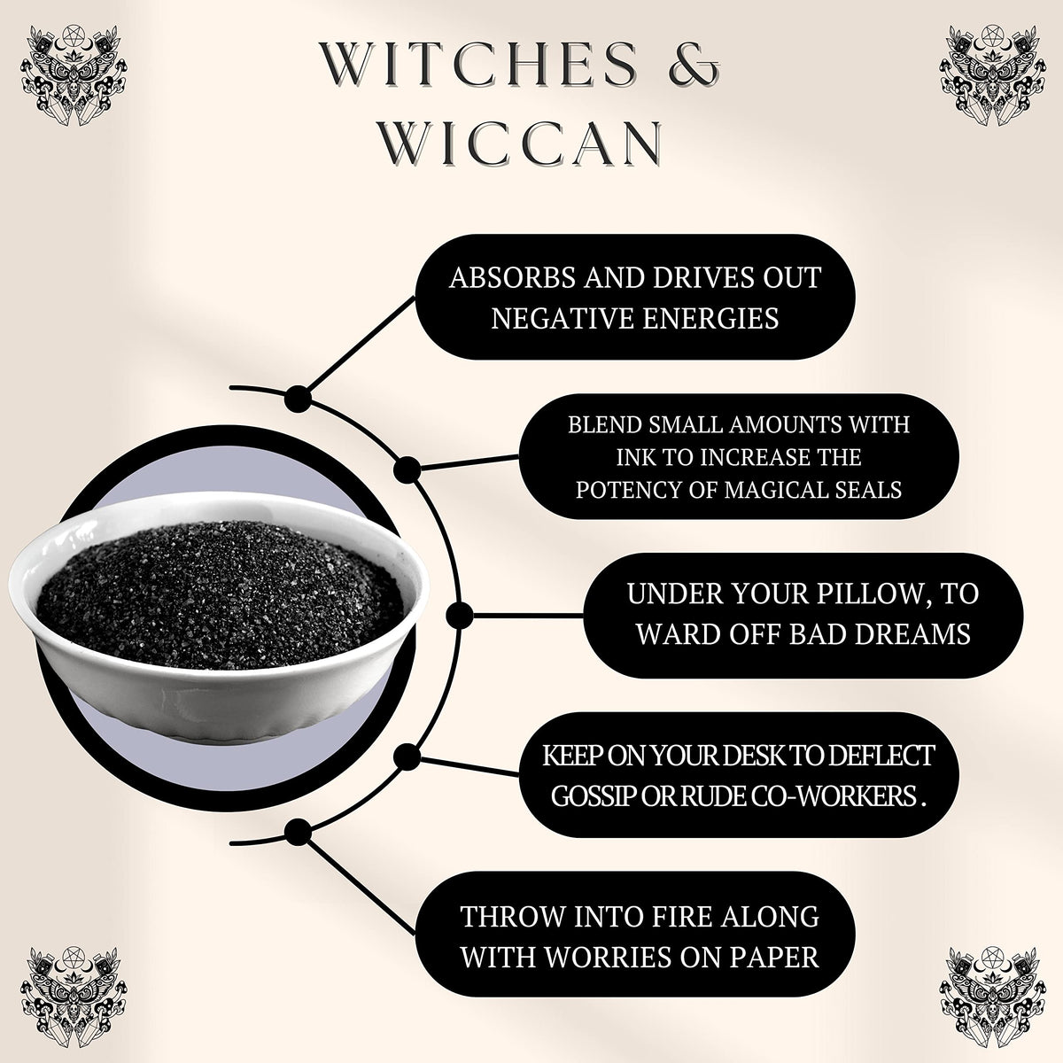 Black Salt For Protection Rituals, Wiccan Supplies, Sal Negra Para Rituales De Brujeria (14 Oz Bag) - Witches & Wiccan Witchcraf