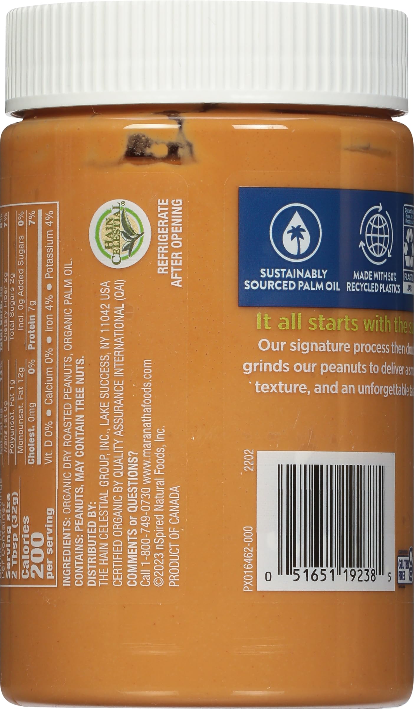 MaraNatha Organic Creamy Peanut Butter Spread, No Stir, No Sugar or Salt Added, 16 Ounce Jar