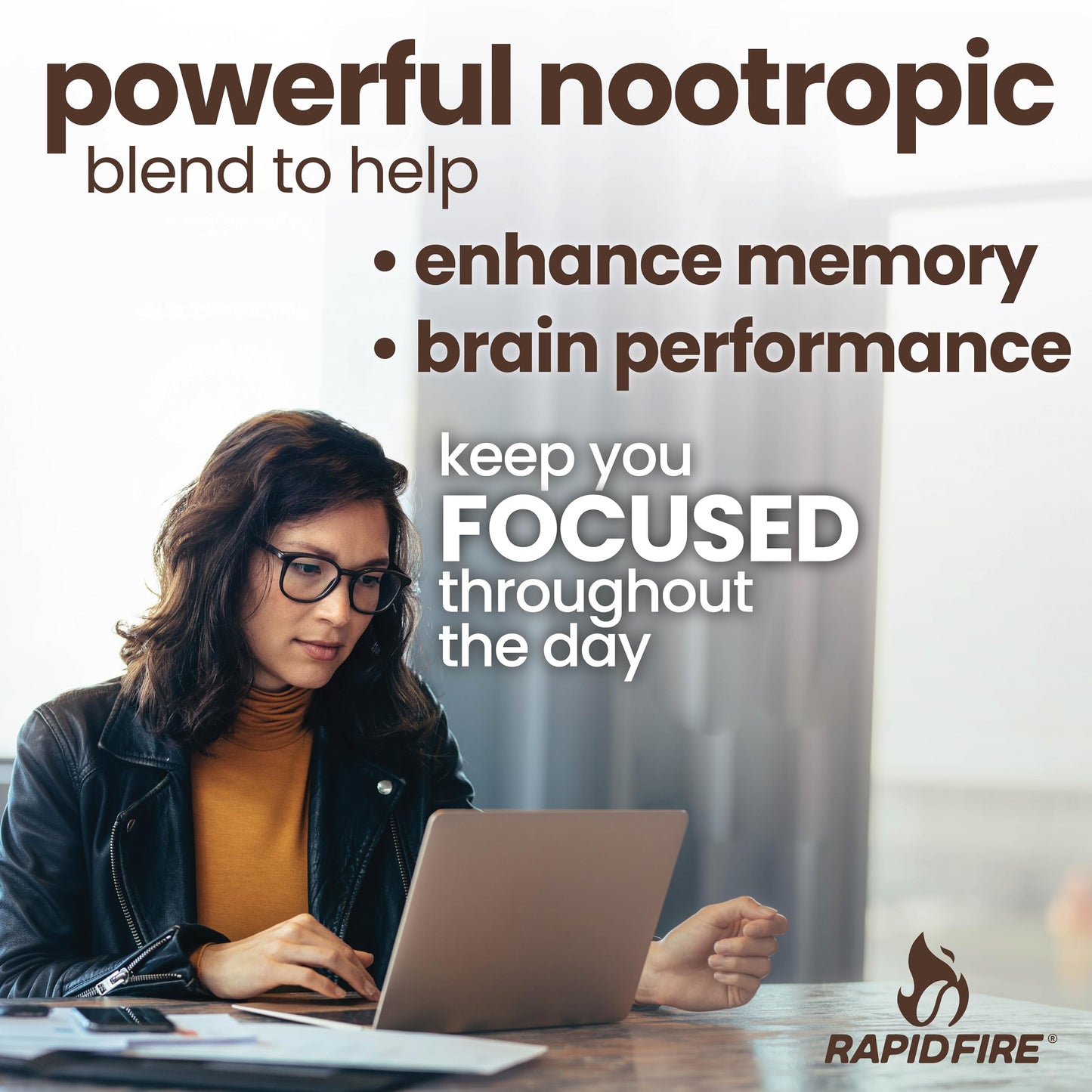 Rapidfire Smart-Brew Nootropics Coffee Pods - High Performance Infused Concentrate  Supports Energy and Brain Function  16 Count